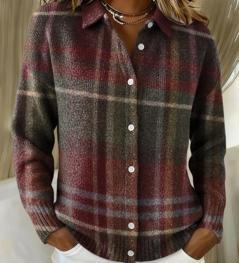 Eleanor klassisk ternet strikket cardigan | Elsebeth København