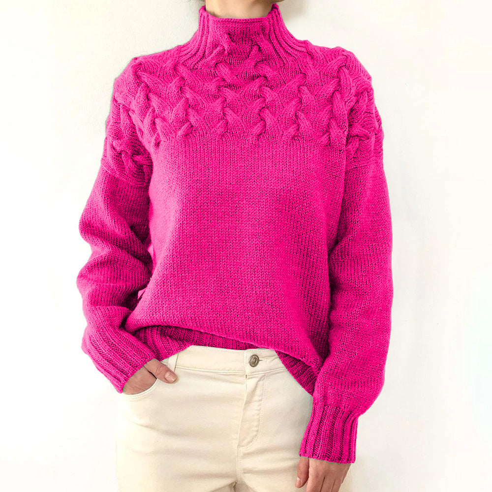 Nina strikket rullekravesweater fra Elsebeth København, detalje af kanten