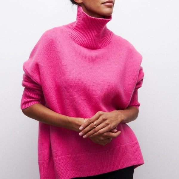 Nina rullekravesweater fra Elsebeth København, styling med jeans