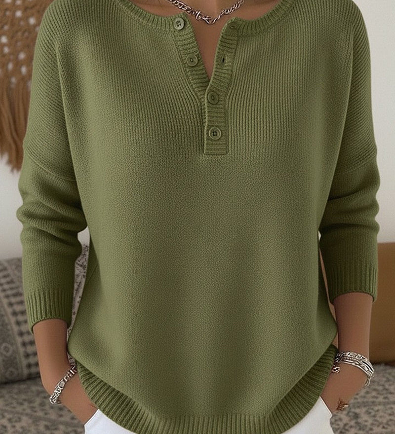 Helena Henley Knappet Strik Sweater til kvinder fra Elsebeth København