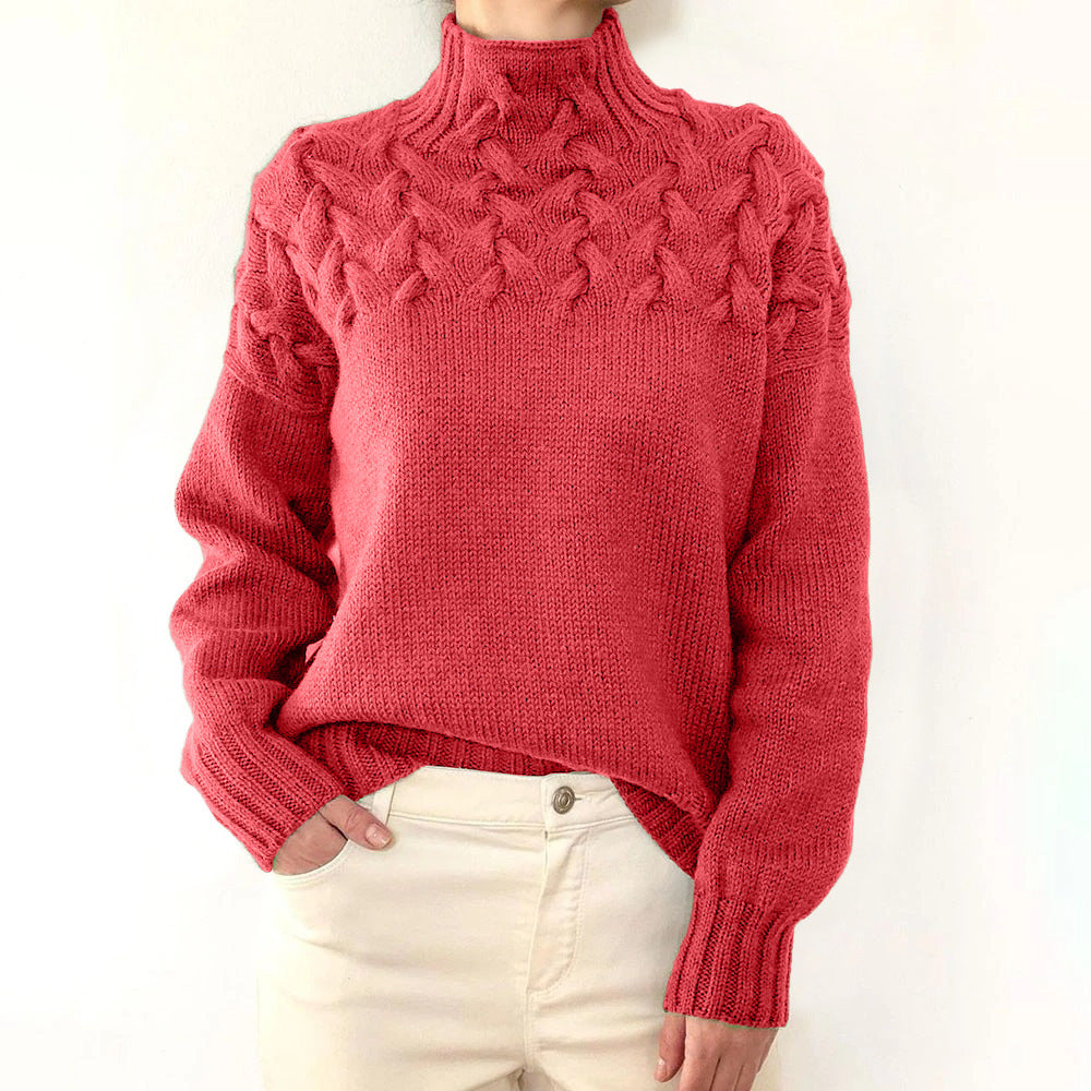 Nina strikket rullekravesweater fra Elsebeth København, set fra siden