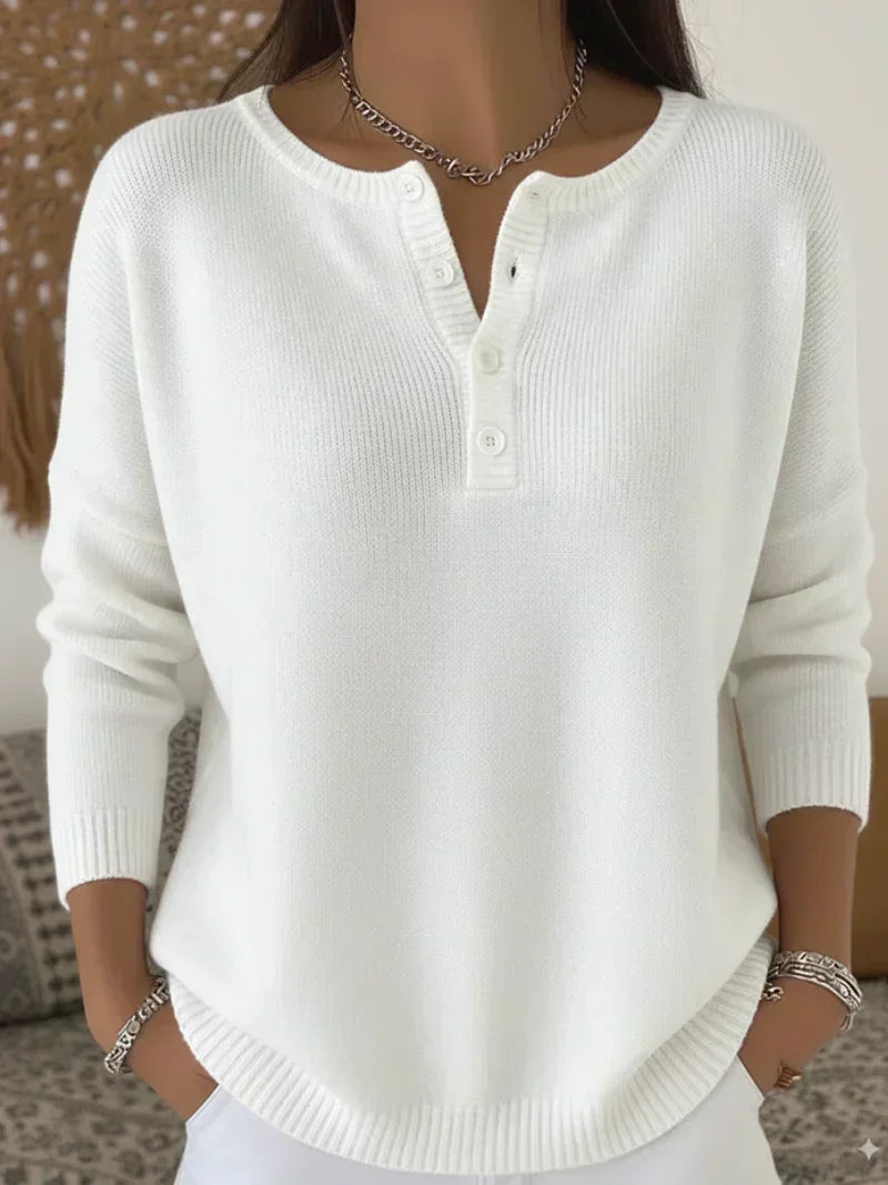 Helena Henley Knappet Strik Sweater til kvinder fra Elsebeth København