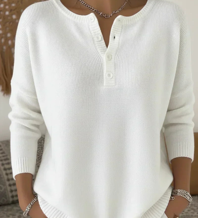 Helena Henley Knappet Strik Sweater til kvinder fra Elsebeth København