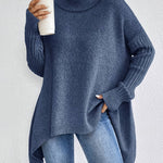 Sylvie draperet sweater med høj hals fra Elsebeth København, detalje af strikken