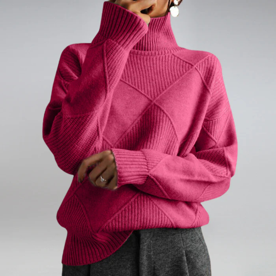 Anne rullekravesweater fra Elsebeth København, detalje af strikken