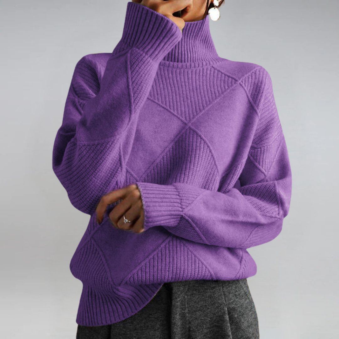 Anne rullekravesweater fra Elsebeth København, i fuld figur