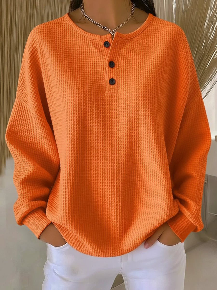 Mirabel Hyggelig Vaffel Henley Sweatshirt til kvinder fra Elsebeth København