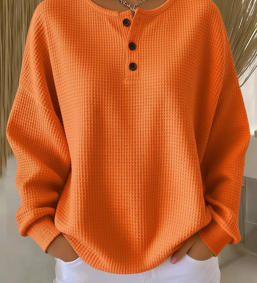 Mirabel Hyggelig Vaffel Henley Sweatshirt til kvinder fra Elsebeth København