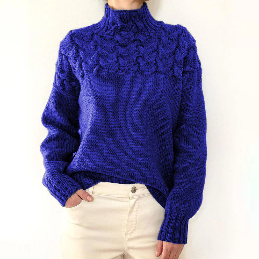 Nina strikket rullekravesweater fra Elsebeth København, set fra siden