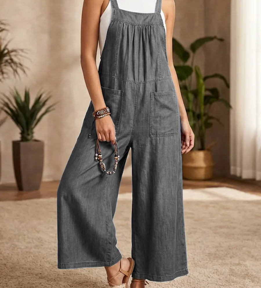 Solmira | Løs Denim Jumpsuit med Stropper