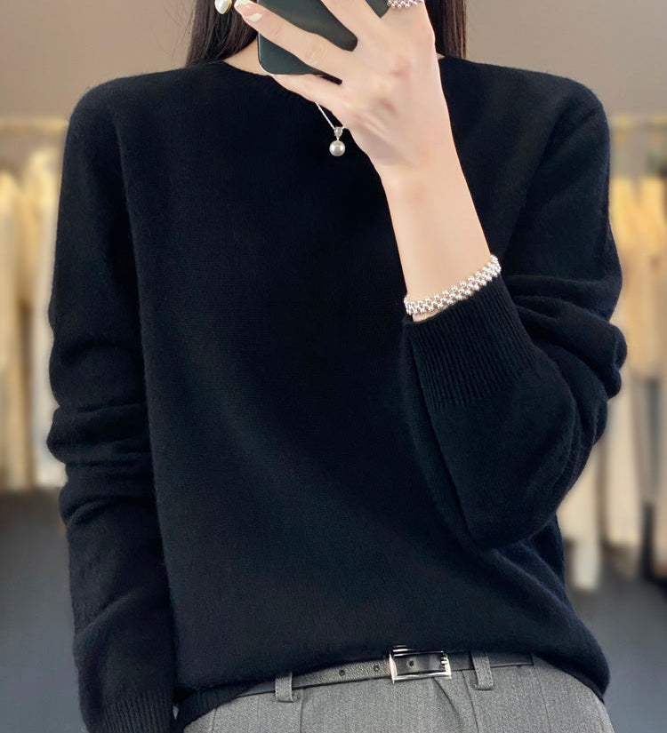 Julie blød sweater fra Elsebeth København, nærbillede af halsen