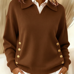 Vynette V-Hals Sweater med Krave til kvinder fra Elsebeth København