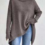 Sylvie draperet sweater med høj hals fra Elsebeth København, set fra siden