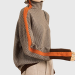 Éléonore rullekravesweater med chevronmønster fra Elsebeth København, set forfra
