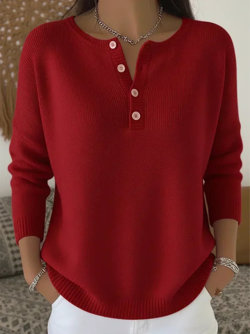 Helena Henley Knappet Strik Sweater til kvinder fra Elsebeth København