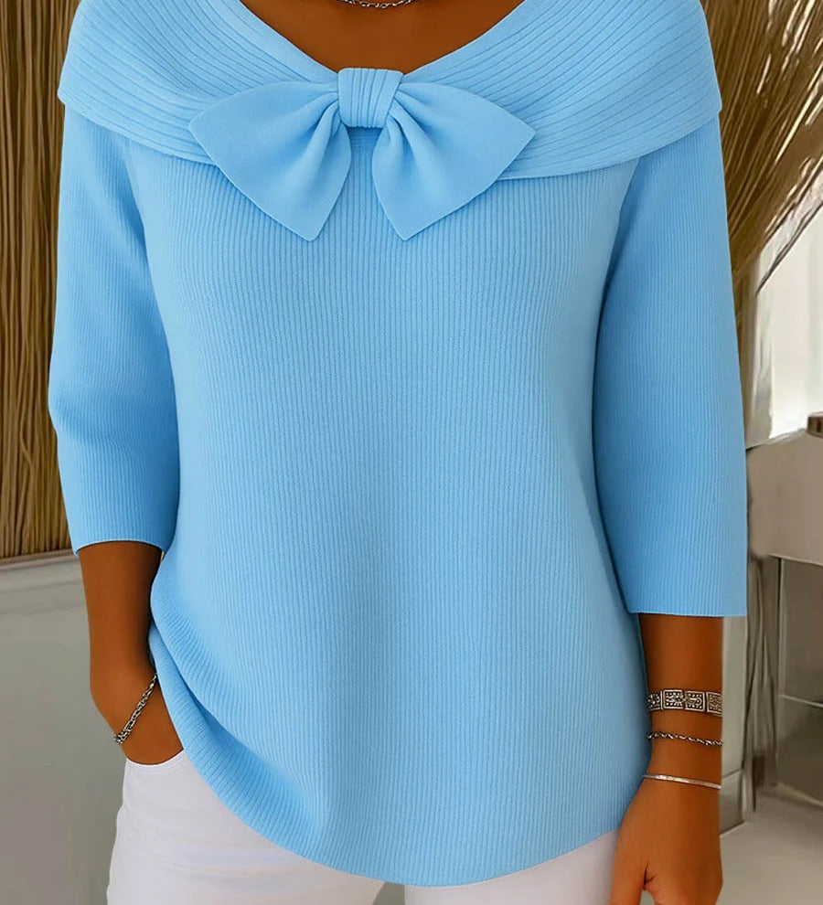 Tivella Sweater med Sløjfe og Rund Udsnit til kvinder fra Elsebeth København
