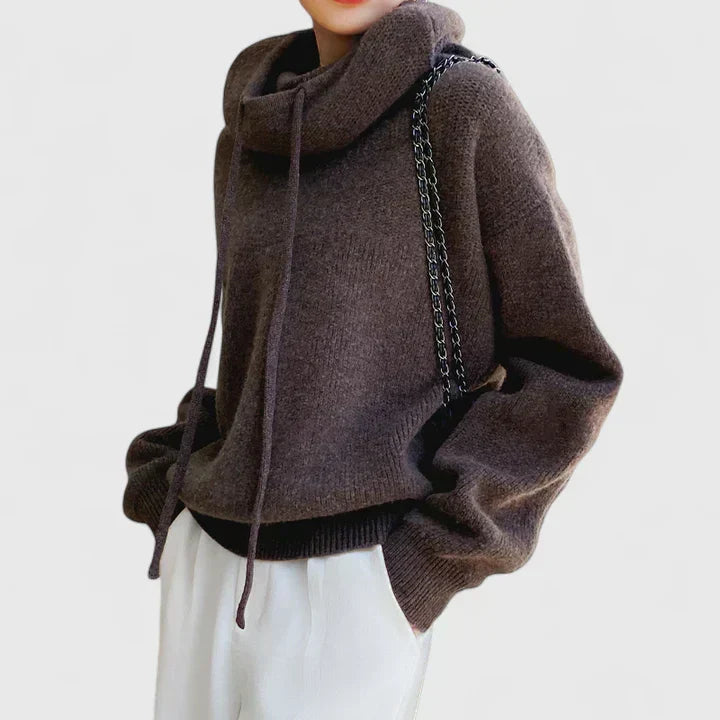 Jeanne strikket hættetrøje fra Elsebeth København, styling med jeans