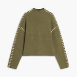 Nina ribstrikket sweater med høj hals fra Elsebeth København, detalje af ærmet