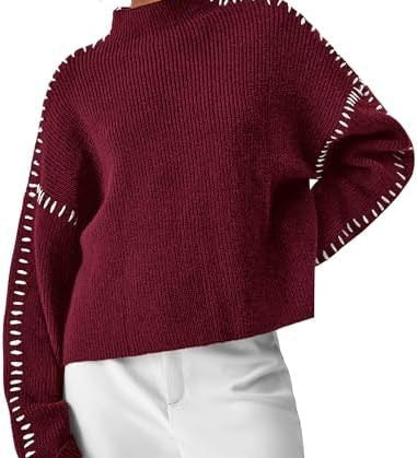 Nina ribstrikket sweater med høj hals fra Elsebeth København, i fuld figur