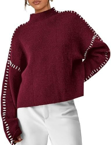 Nina ribstrikket sweater med høj hals fra Elsebeth København, i fuld figur
