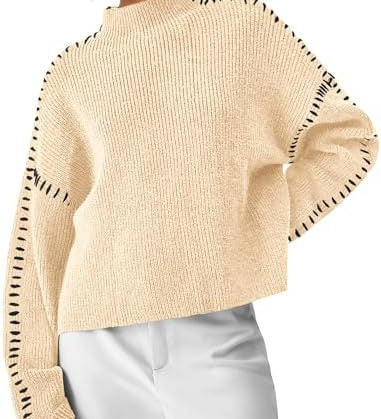 Nina ribstrikket sweater med høj hals fra Elsebeth København, set forfra