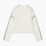 Nina ribstrikket sweater med høj hals fra Elsebeth København, set fra siden