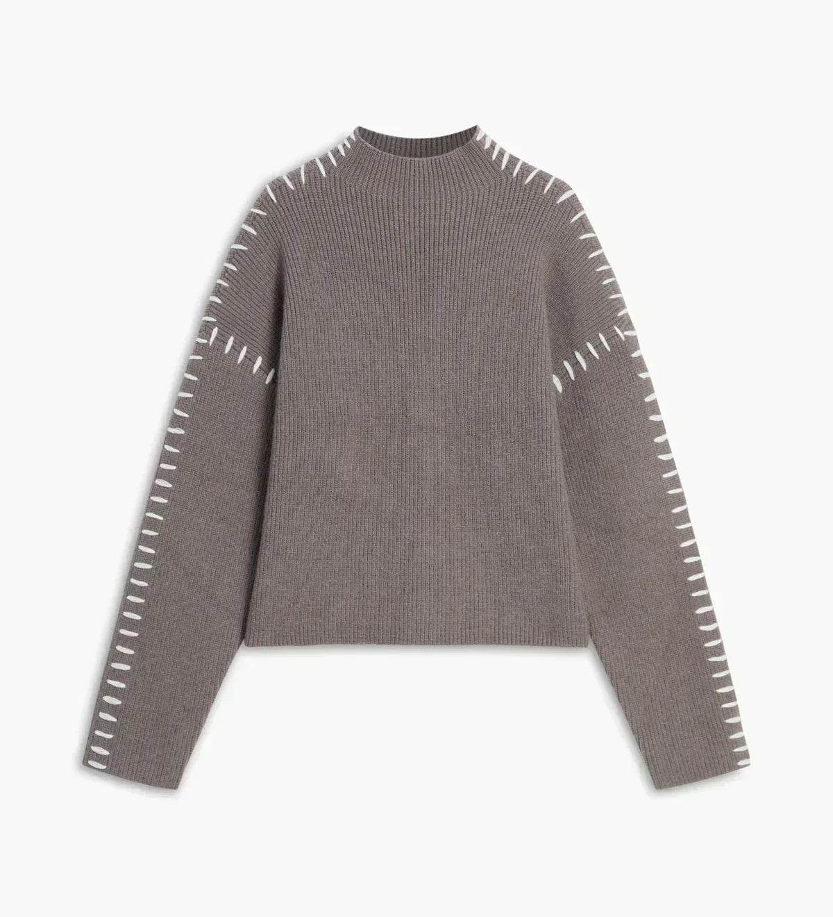 Nina ribstrikket sweater med høj hals fra Elsebeth København, i fuld figur
