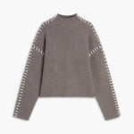 Nina ribstrikket sweater med høj hals fra Elsebeth København, i fuld figur