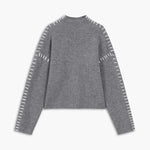 Nina ribstrikket sweater med høj hals fra Elsebeth København, nærbillede af halsen