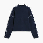 Nina ribstrikket sweater med høj hals fra Elsebeth København, set bagfra