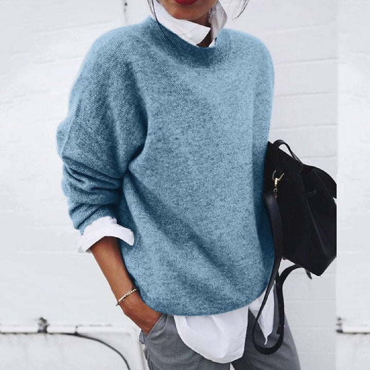 Sandrine blød sweater fra Elsebeth København, styling med jeans