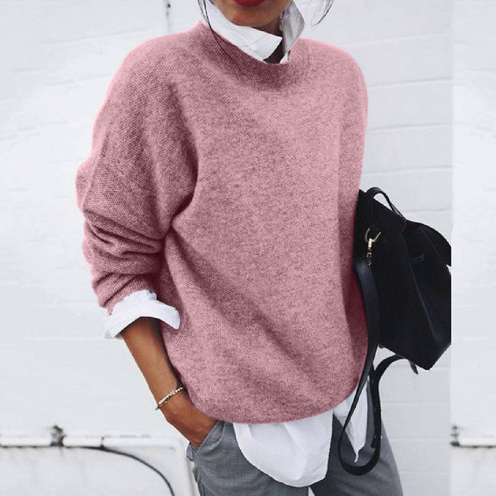 Sandrine blød sweater fra Elsebeth København, nærbillede af halsen