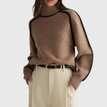 Sandrine rullekravesweater med kantdetalje fra Elsebeth København, set forfra